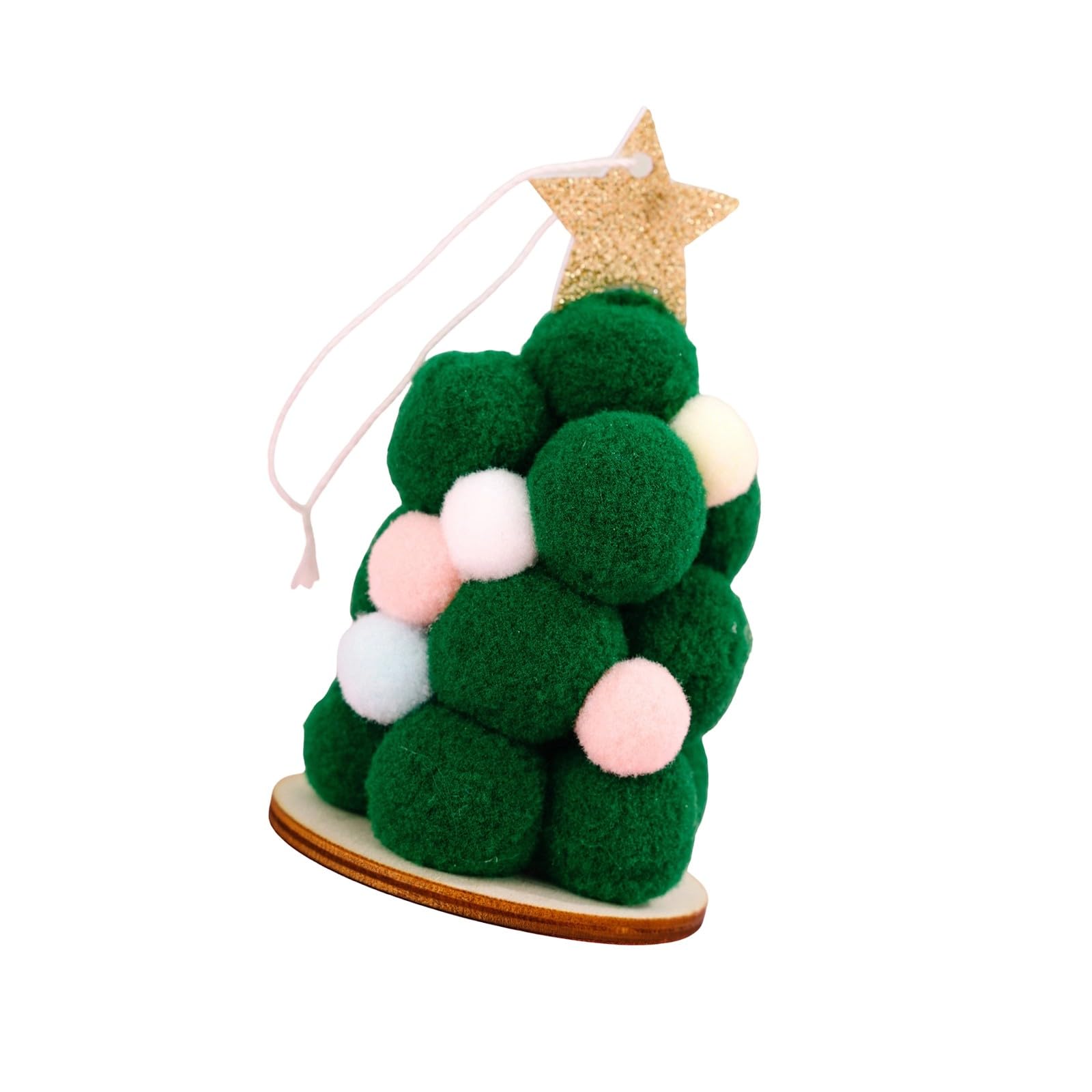 Shntig A Ball Tree Ornament For Christmas Decor, Soft Seasonal Ccent With Wooden Base For Home Nd Party Display Soft Seasonal Ccent With Wooden Base For Home Nd Party Display