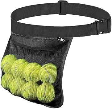 Tennis Ball Pouch, Adjustable Pickleball Waist Pack, Holds 8-10 Tennis or Pickleballs Waist Pack for Riding, Golfing