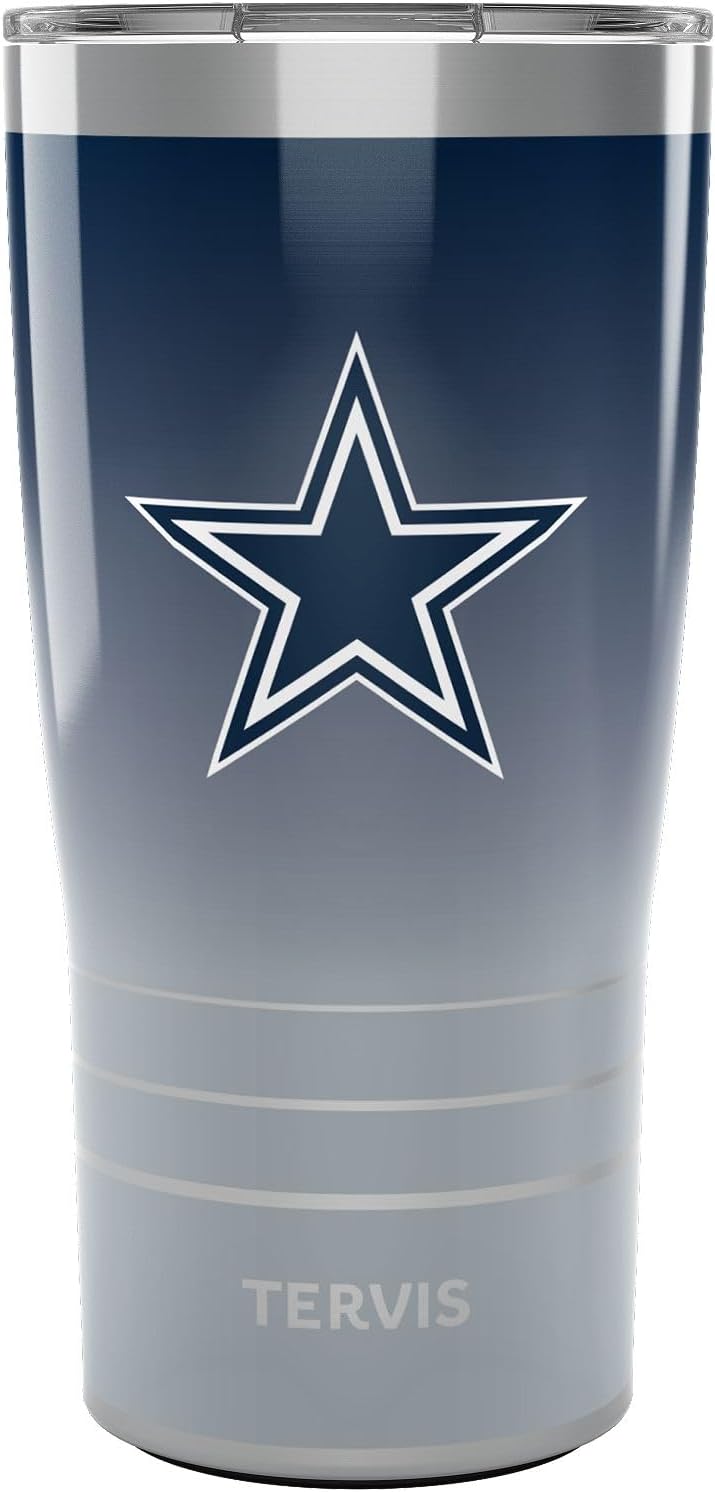 Tervis Traveler NFL Dallas Cowboys - Ombre Triple Insulated Tumbler Travel Cup Keeps Drinks Cold & Hot, 20oz, Stainless Steel