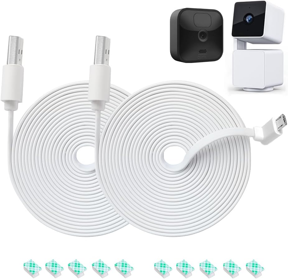 Wyze Cam Black 20ft L-Shaped Micro USB Cable Weatherproof Power