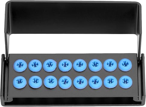 16 Holes Burs Holder Block Case for CA/RA&FG Autoclavable Burs Holders with Blue Silicon Cover for Disinfection of Expand-speed Bur and Gutta Points Black