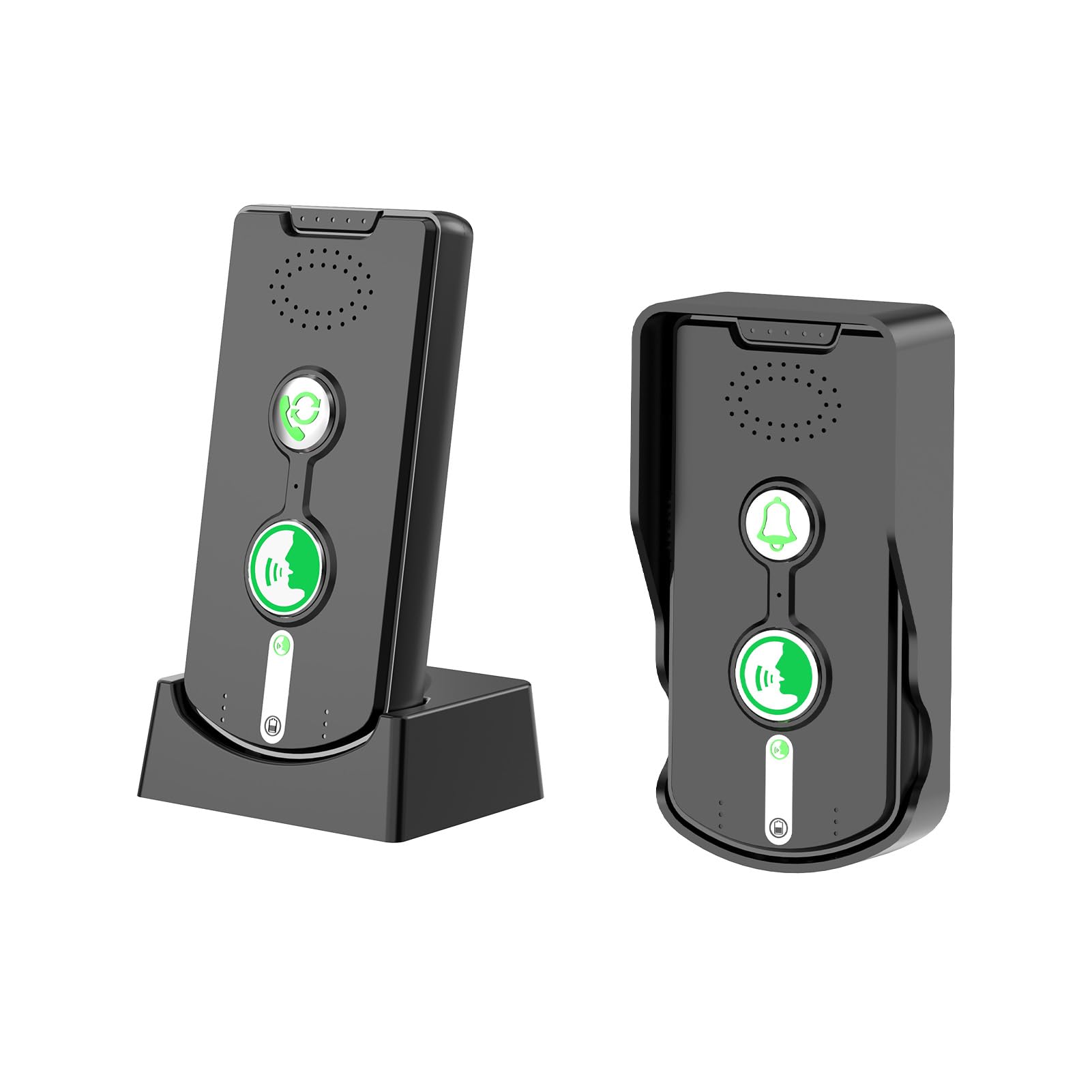 System de Timbre de Intercomunicación Inalámbrico Comunicación Dúplex Completo 500 M/1640 Pies System de Timbre de Seguridad para el Hogar Recargable de Larga Distancia (Negra)