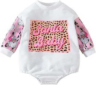 Kaipiclos Baby Christmas Outfit Boy Girl Santa Baby Sweatshirt Romper Long Sleeve Sweater Romper Fall Winter Clothes