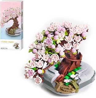 Scakbyer Sakura Potted Plant Building Blocks Set, Mini Building Blocks Cherry Tree Bonsai Model Set, Artificial Flowers Building Kits for Gifts - 426 Pieces