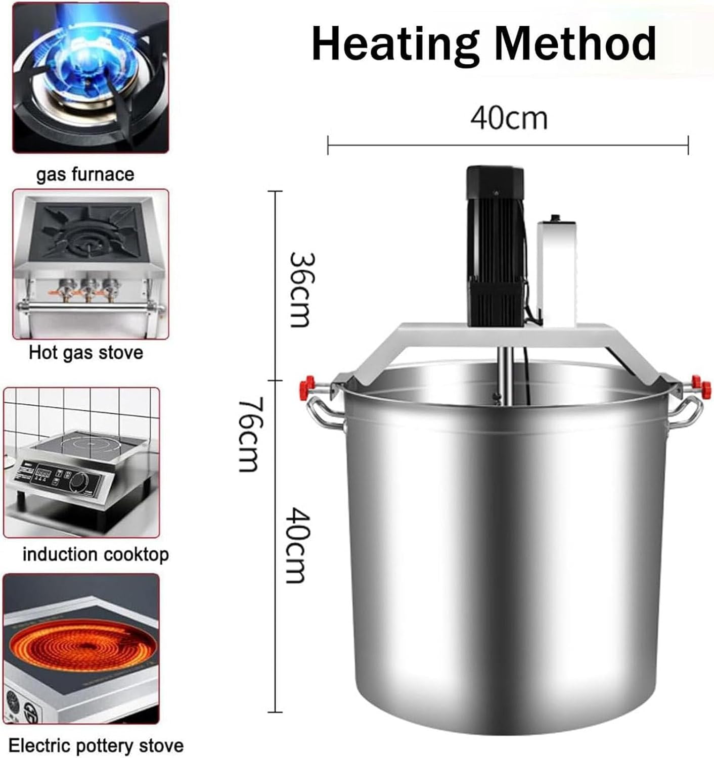 Commercial Electric Food Mixing Pot, Hot Pot Base Sauce Stainless Steel Stir-Fry Machine, Fully Automatic Stirring Equipment,40L, for Ketchup