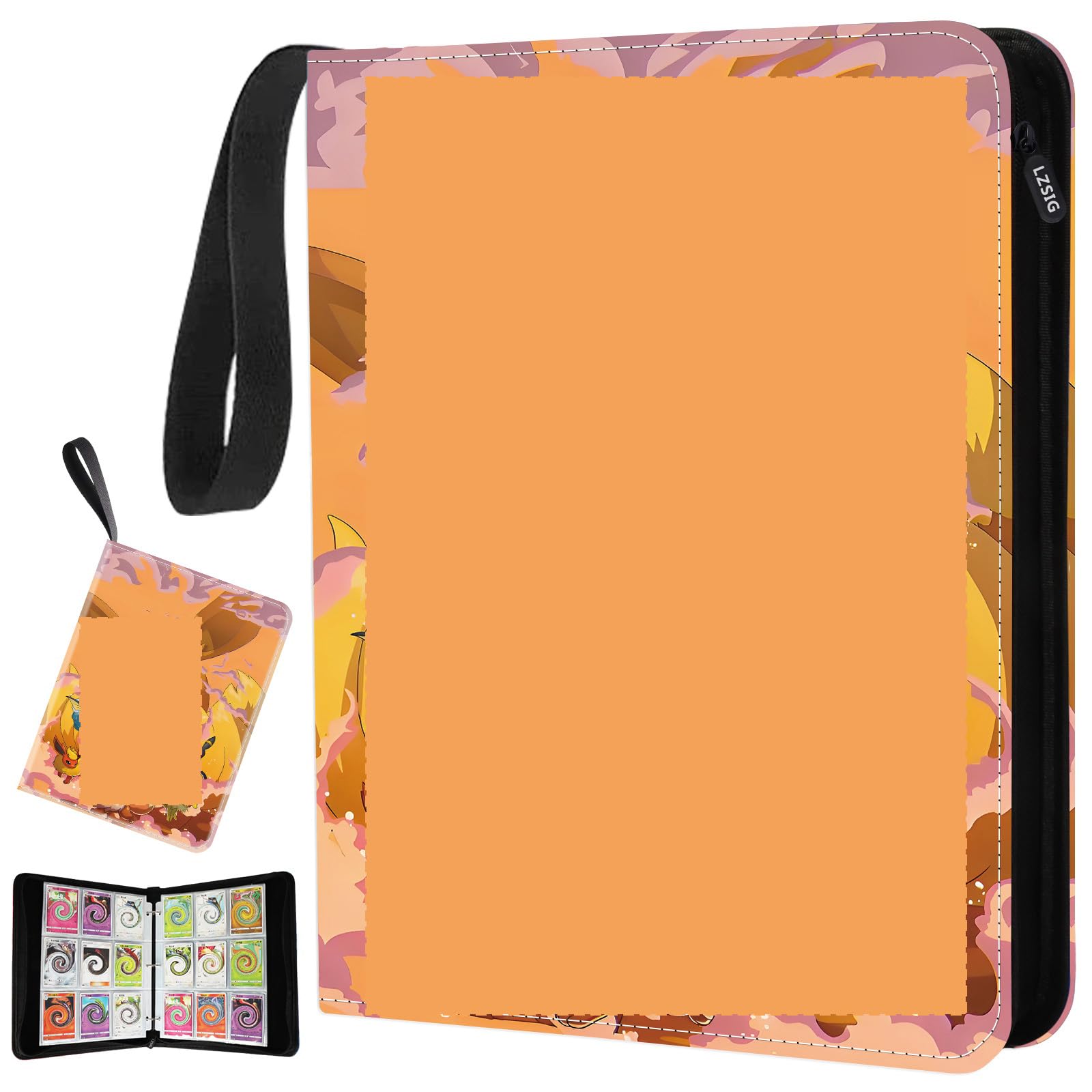 LZSIG Raccoglitore per carte a 9 tasche, può contenere 1008 carte con 56 maniche rimovibili, libro sportivo con cerniera a 3 anelli compatibile con TCG, MTG e carte da gioco, album da collezione di