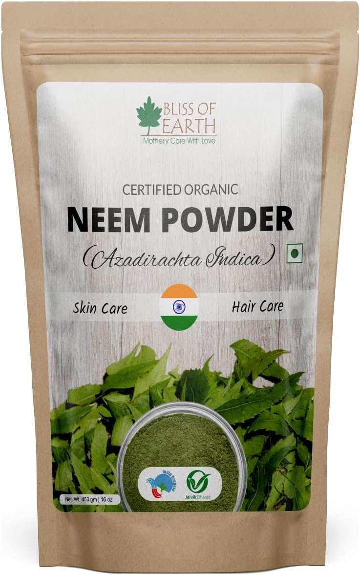 Bliss of Earth Neem Powder 453g | Natural Anti-Fungal Herbal Powder for Glowing Skin, Hair Growth & Face Packs | Soothing & Cleansing Botanical Formula