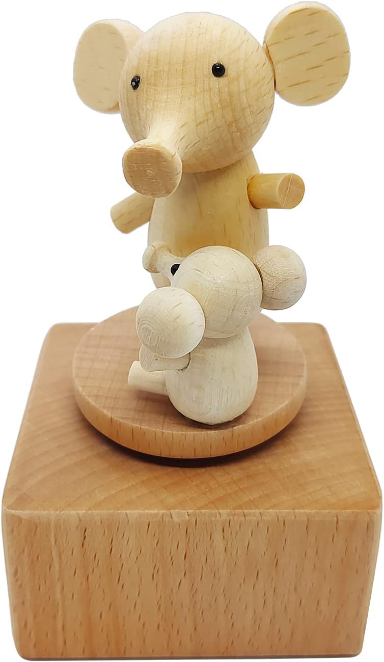 Wooden Elephant Musical Box Ornament, Vintage Mechanical Animal Decorative Melody Keepsake, Elegant Tabletop Elephant Music Box Craft Decor, Gift for Family & Friends