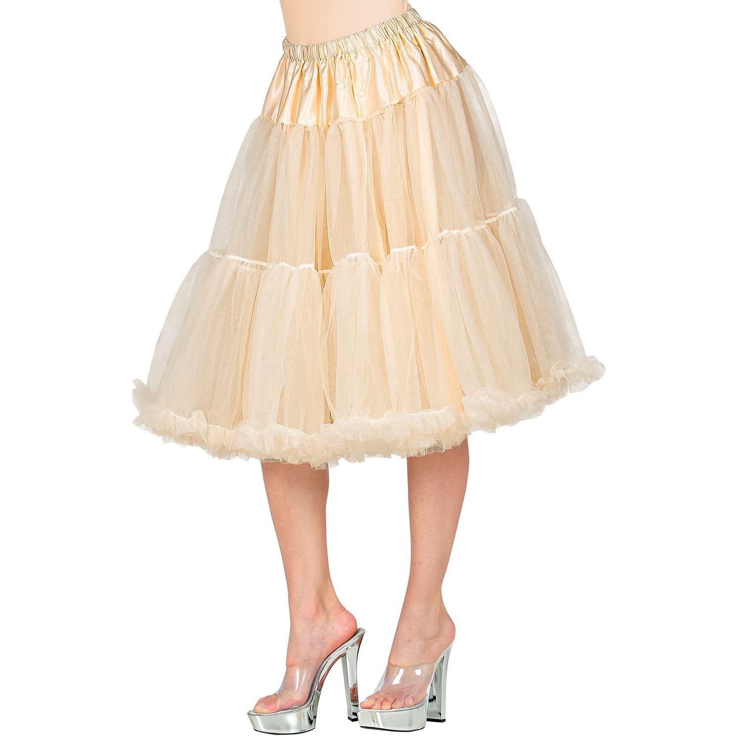 W WIDMANN MILANO Party Fashion - 65cm Tulle Tutu Petticoat Underskirt Costume Accessory Beige