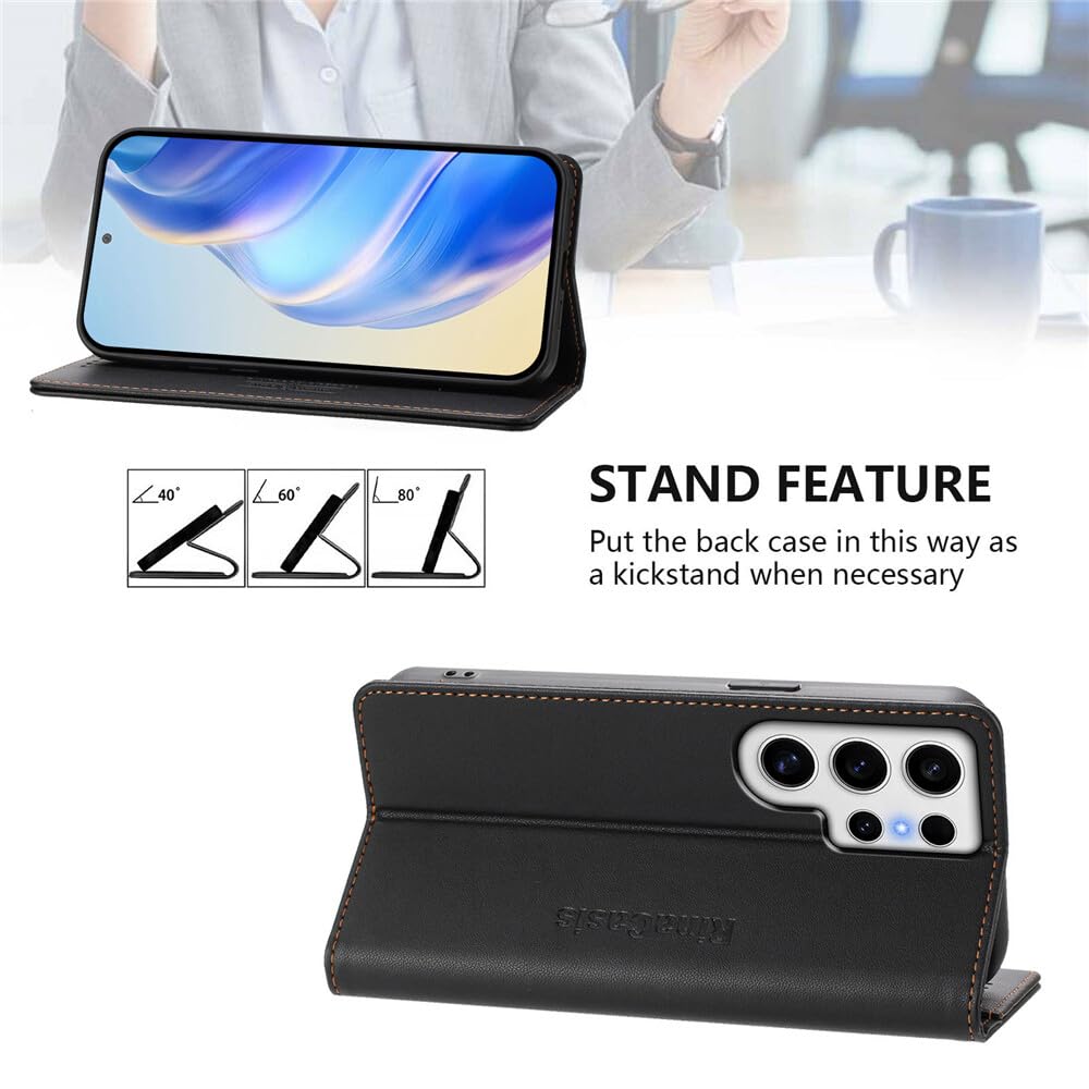 Generic Étui compatible avec Samsung Galaxy A55 (couleur : marron) Étui portefeuille à rabat magnétique rétro en cuir