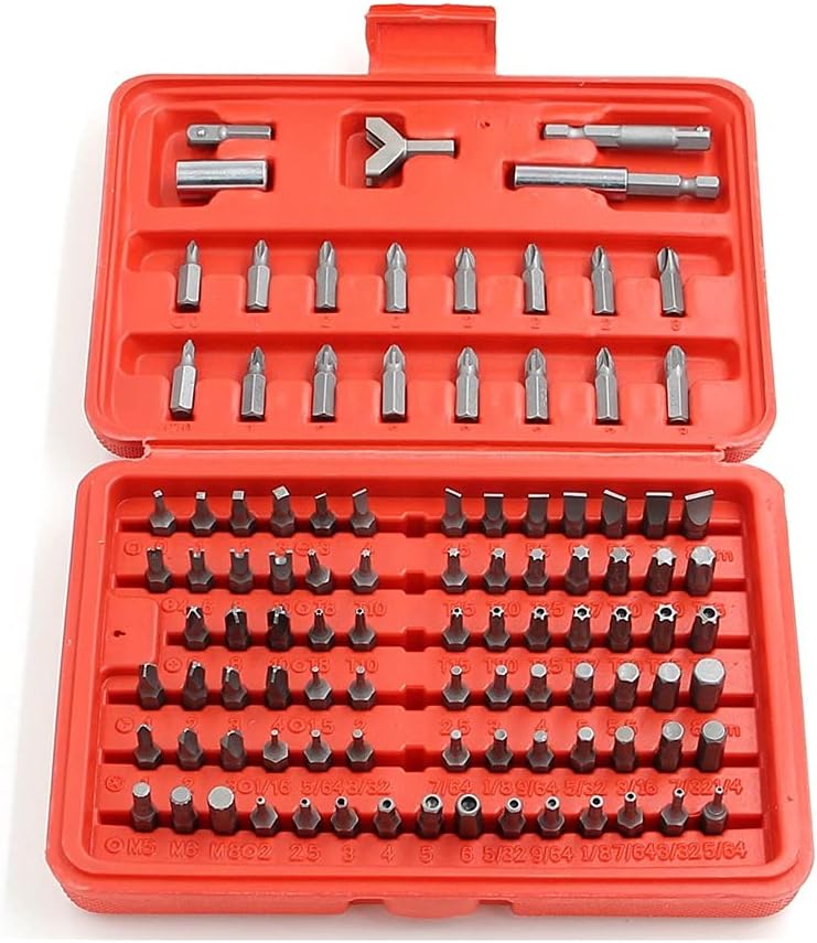 100pcs/set Bits Set Sturdy Chrome Vanadium Steel Screwdriver Bit Head Set Professional 1/4'' Hex Bit Set with Case