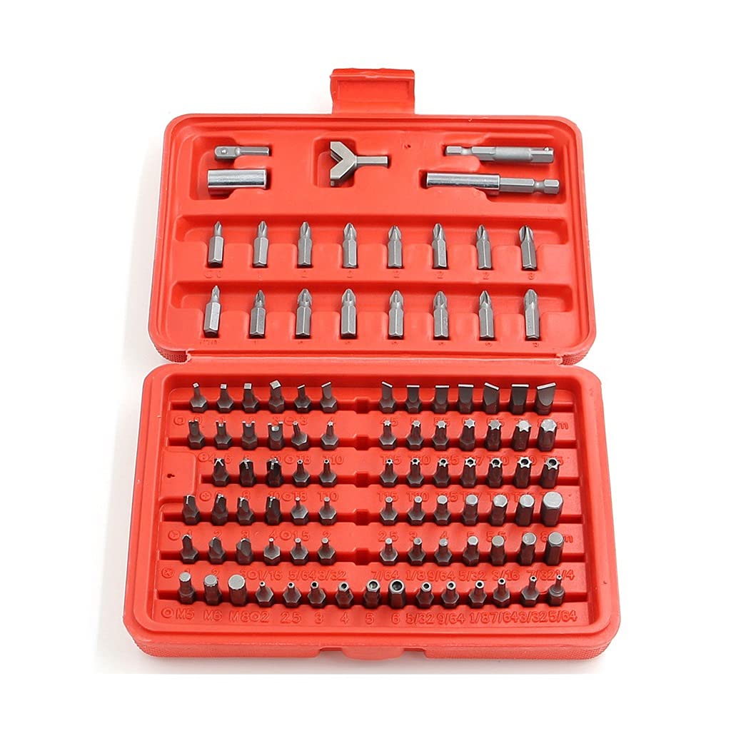 100pcs/set Bits Set Sturdy Chrome Vanadium Steel Screwdriver Bit Set Professional 1/4'' Hex Bit Set with Case