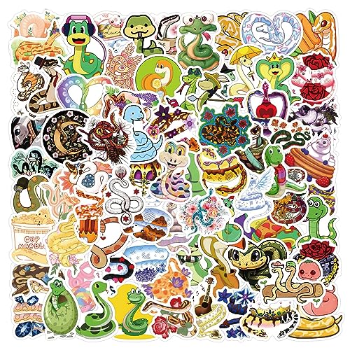 100 Piezas La Serpiente Pegatinas para Niños y Niñas,Adolescentes,Portátiles,Maleta,Bicicletas,Monopatín,Guitarra,Casco,Equipaje,Coche,Snake Impermeable Vinilo Pegatinas Decorativas