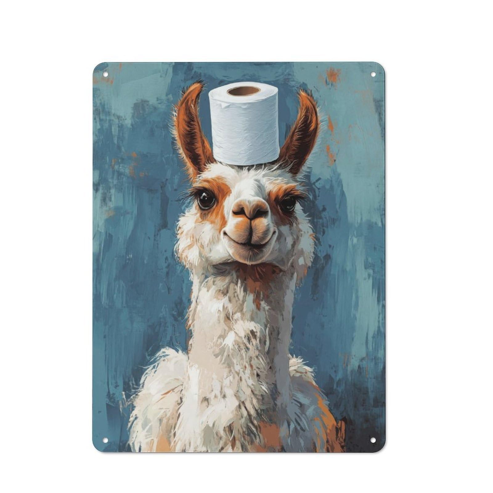 Llama with Toilet Paper Hat Character Metal Wall Decor 40x30cm, Vintage Metal Sign for Home, Shop, Pub Or Studio Wall