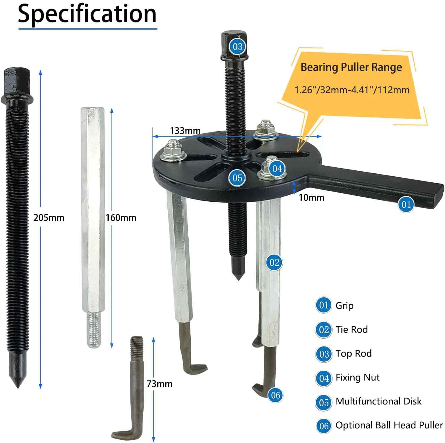 21 in 1 Bearing Puller Set, 3 Jaw Puller Tool Kit for Bearing Removal, Inner Hole Puller, Gear & Pulley Disassembly Tool