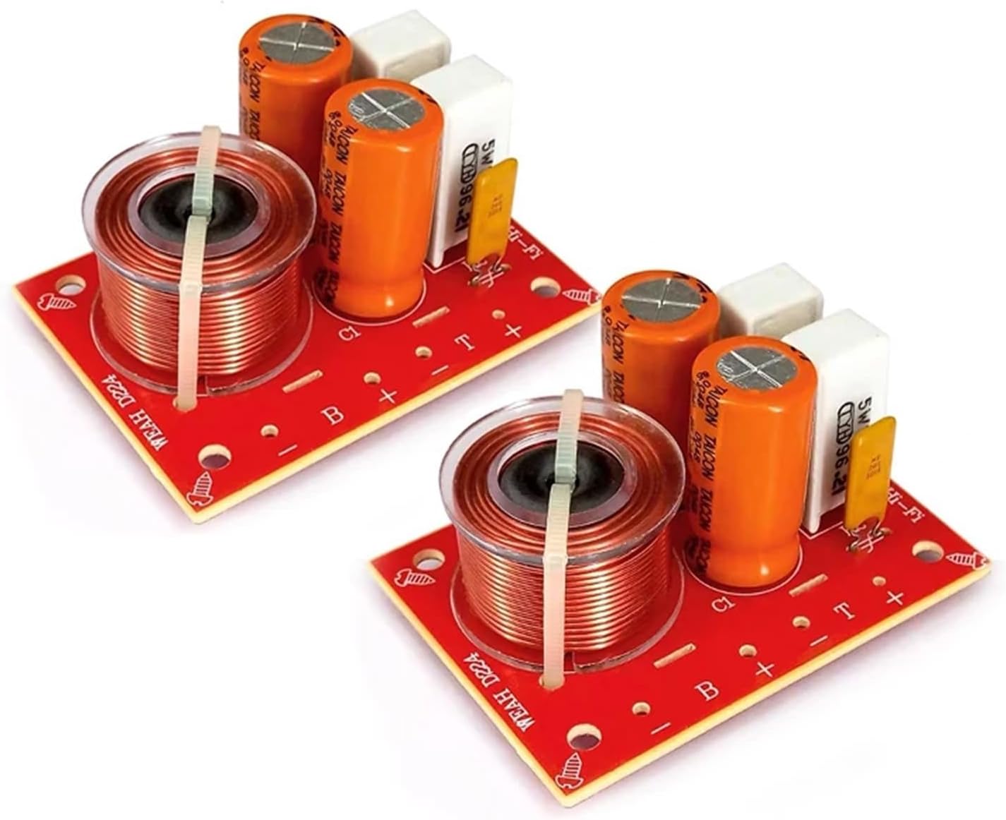 2PCS 2 Way 80W DIY Speaker Filter Circuit Treable Bass Frequency Divider Home Theater HiFi Stereo Audio Crossover Filters, Silver