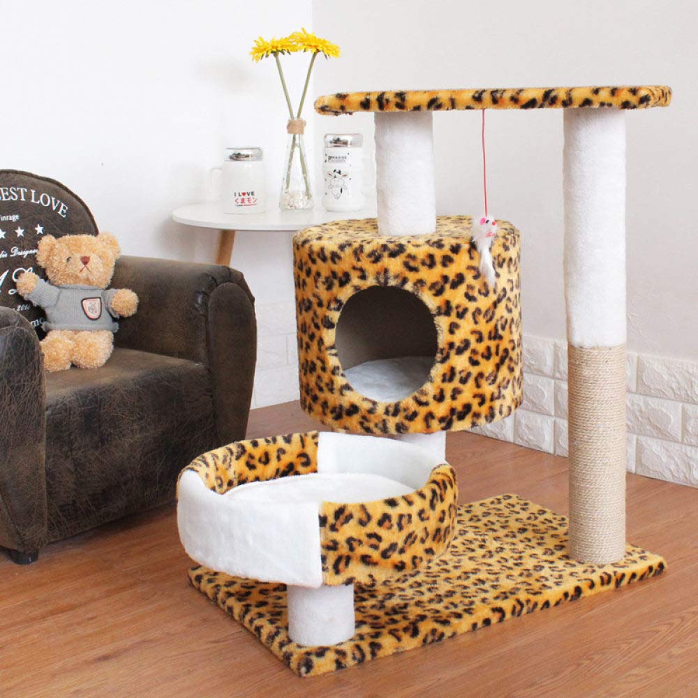 Lit pour chat et canapé peluche doux en forme de grotte confortable coloris léopard