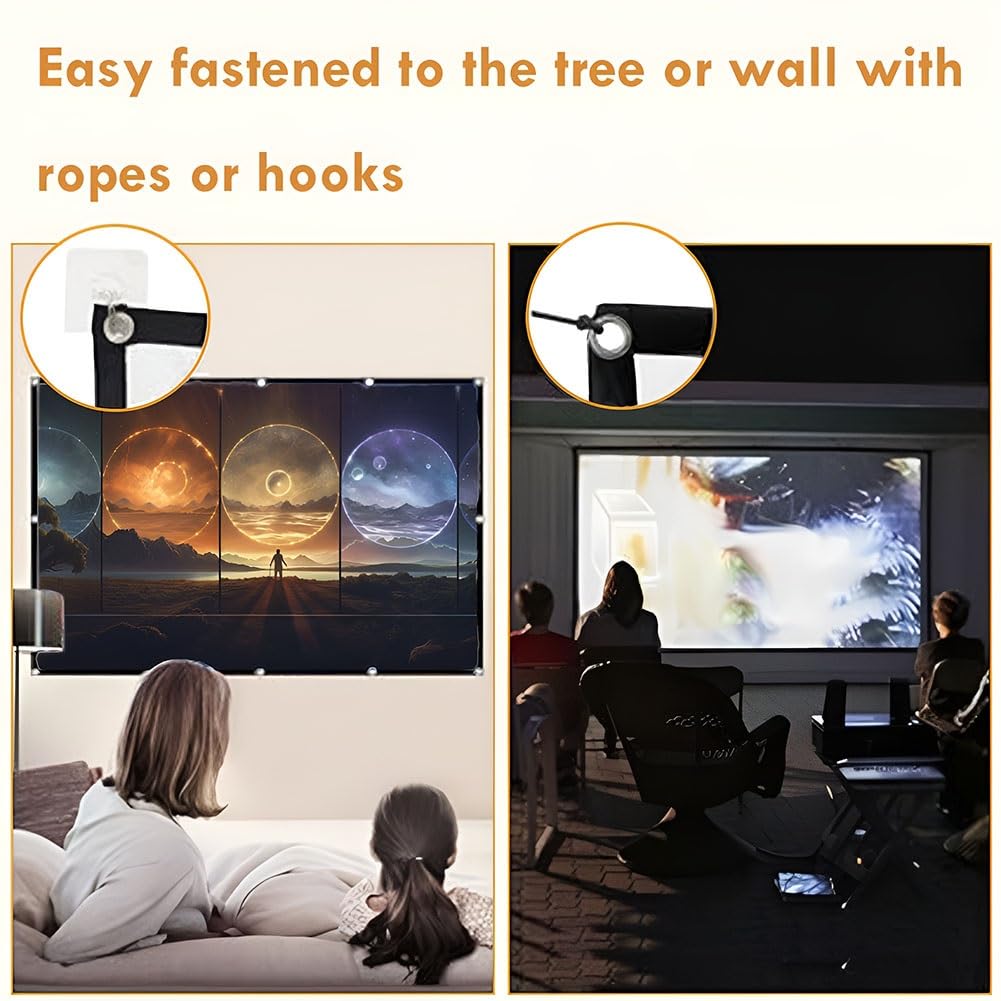 Telo Proiettore da Esterno da 250 Pollici, Schermo per Proiettore Portatile Pieghevole Lavabile Anti Rughe 16:9 HD per Home Theater Doppia Faccia(250 inch 16:9)
