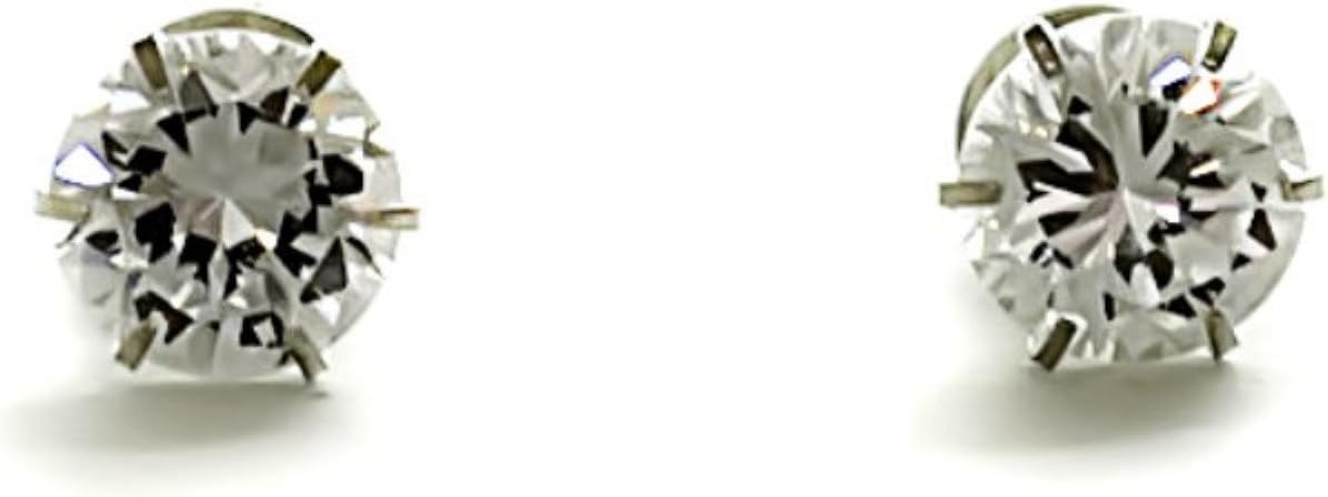 Silverwala 925-92.5 Sterling Silver Princess Cut Real Cubic Zirconia Stud Earrings For Men,Women,Children,Boys and Girls