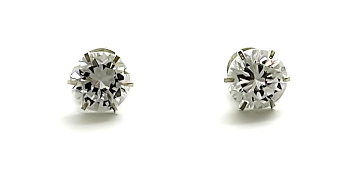 Silverwala 925-92.5 Sterling Silver Brilliant Cut Real Cubic Zirconia Fashion Stud Earrings For Men,Women,Children,Boys and Girls