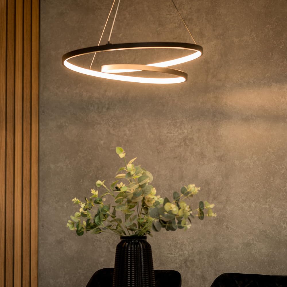 Matt Black Loop Ceiling Light Integrated LED Hanging Adjustable Kitchen Island Living Room Light ...