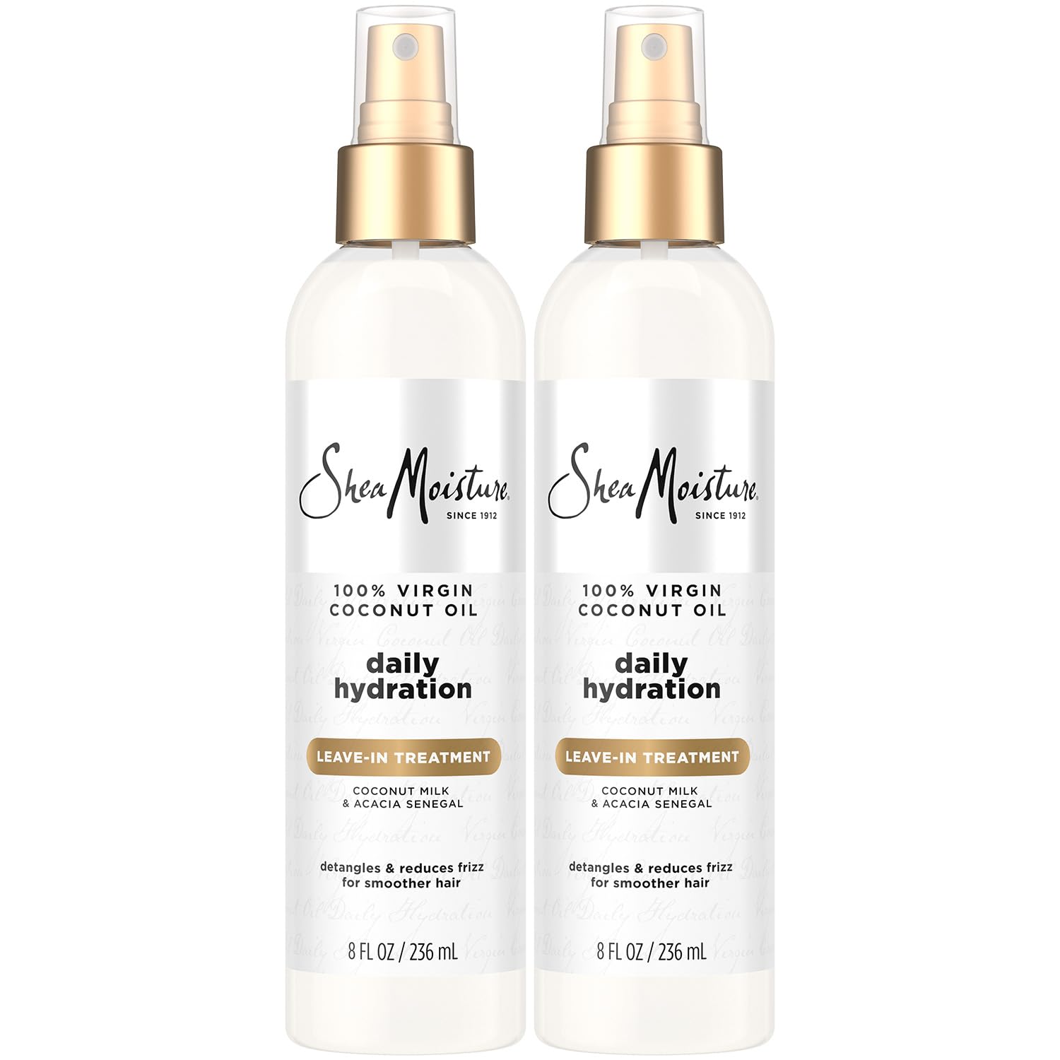 SheaMoisture Leave-in Treatment, Daily Hydration 2-Pack with Coconut Oil, Hair Detangler, Frizz Control, Cruelty-Free, 8 Oz Ea