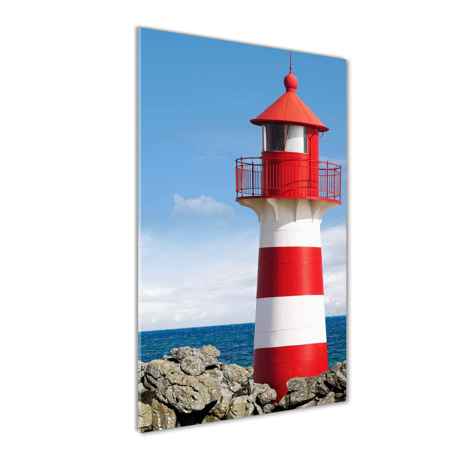 Tableau en verre acrylique 50x100 cm Tulup rouge avec motif de phare