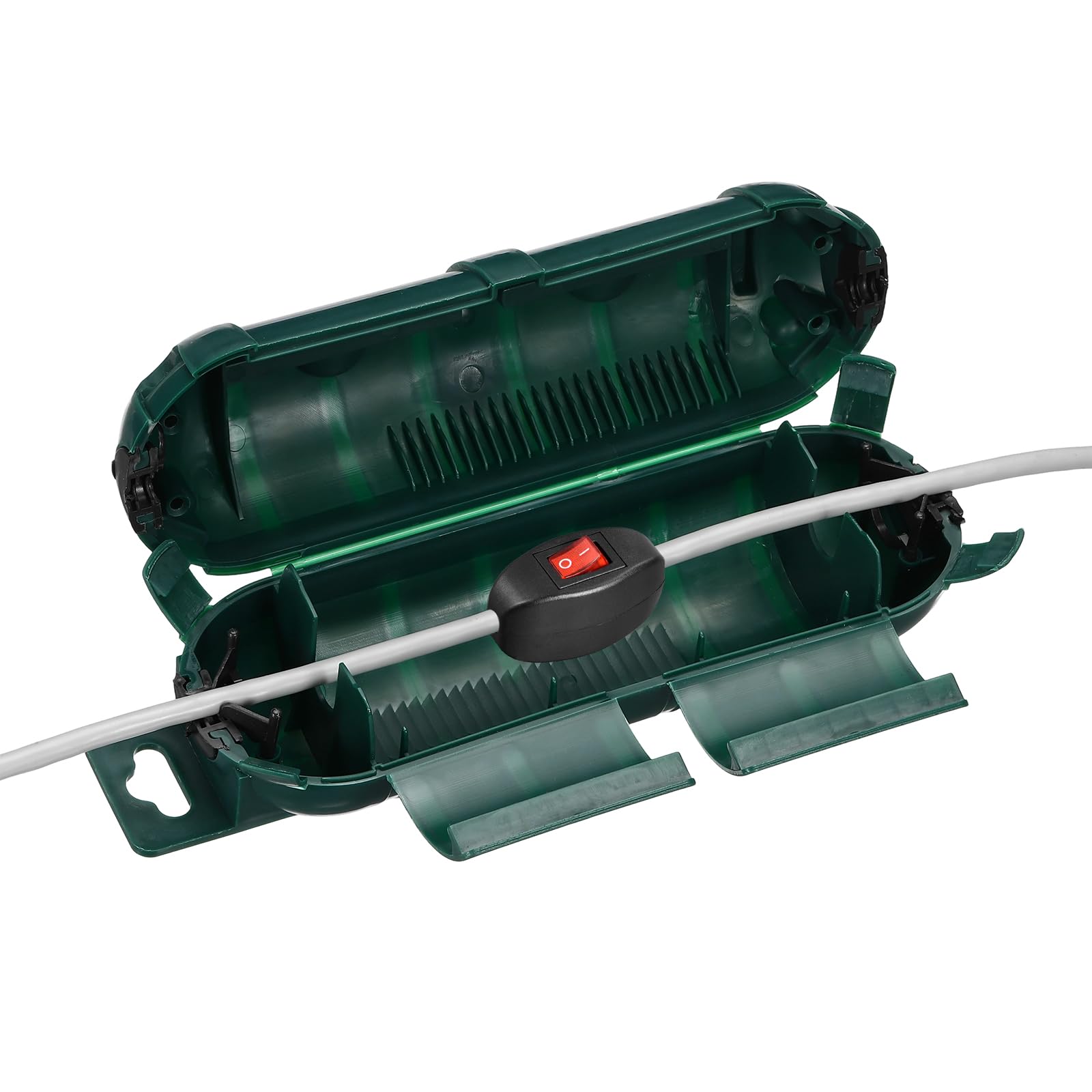 sourcing map Outdoor Extension Cord Safety Cover, IP55 ABS Green Waterproof Electrical Connection Box Outdoor Plug Cover Protector for Socket, Christmas Holiday Light, 230 x 67.5 x 67.5mm