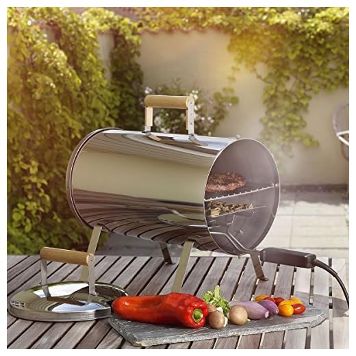 Ahumador de mesa para barbacoa, para ahumar en caliente, compacta, con parrilla, 41,5 x 24 cm, eléctrico