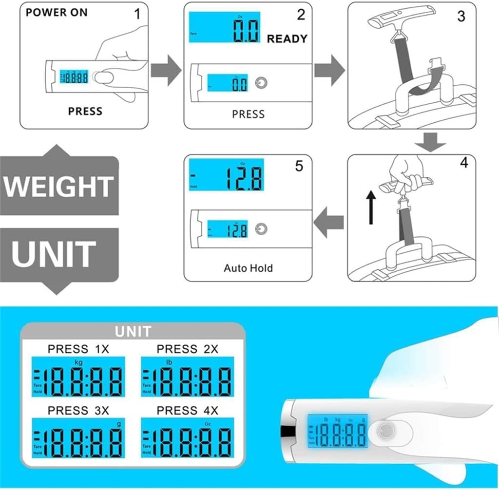 FMURY LED Display Balance Scale Mini Digital Hand Held Fish Hook Hanging Electronic Weighing