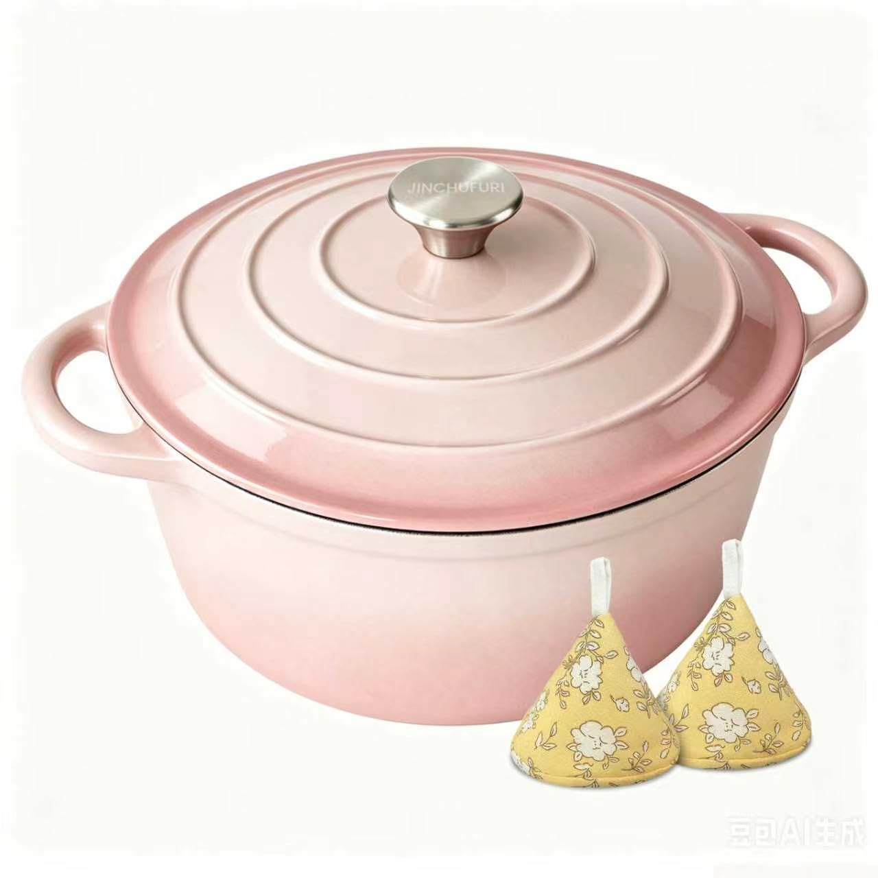 5 Qt Enameled Dutch Oven - Cream -12