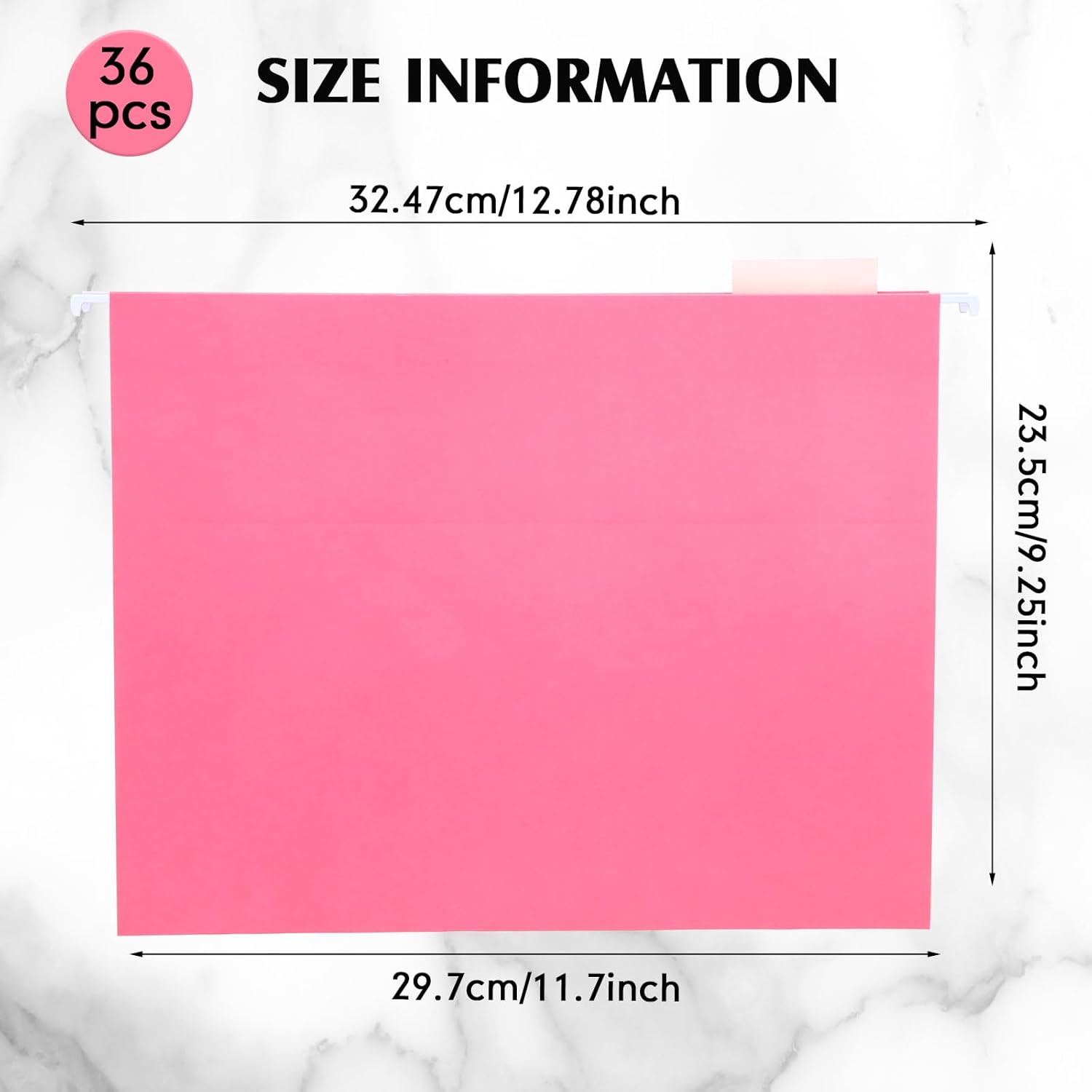 Sayglossy 36 Pcs 12.8 x 9.3 Inch Hanging File Folders Reinforced Hanging Folders Letter Size File Organizer with Labels Expanding File Folders for Office File Storage(Pink)