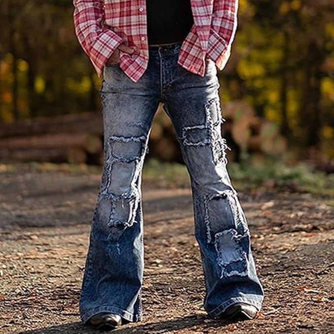 Mens Vintage Leg Disco Jeans Vintage Bell Bottom Men Denim Pants Stretch Retro Bell Flared 70s Jean Pants2
