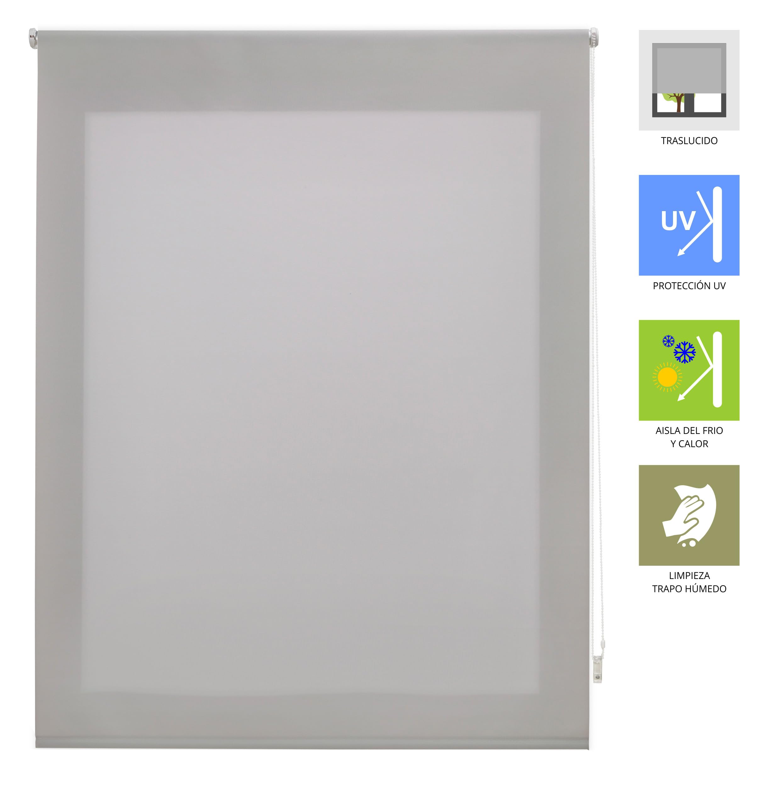 Store Enrouleur translucide uni Premium 100 x 175 cm - Dimensions en Tissu 97 x 170 cm - Couleur Argent - pour fenêtres