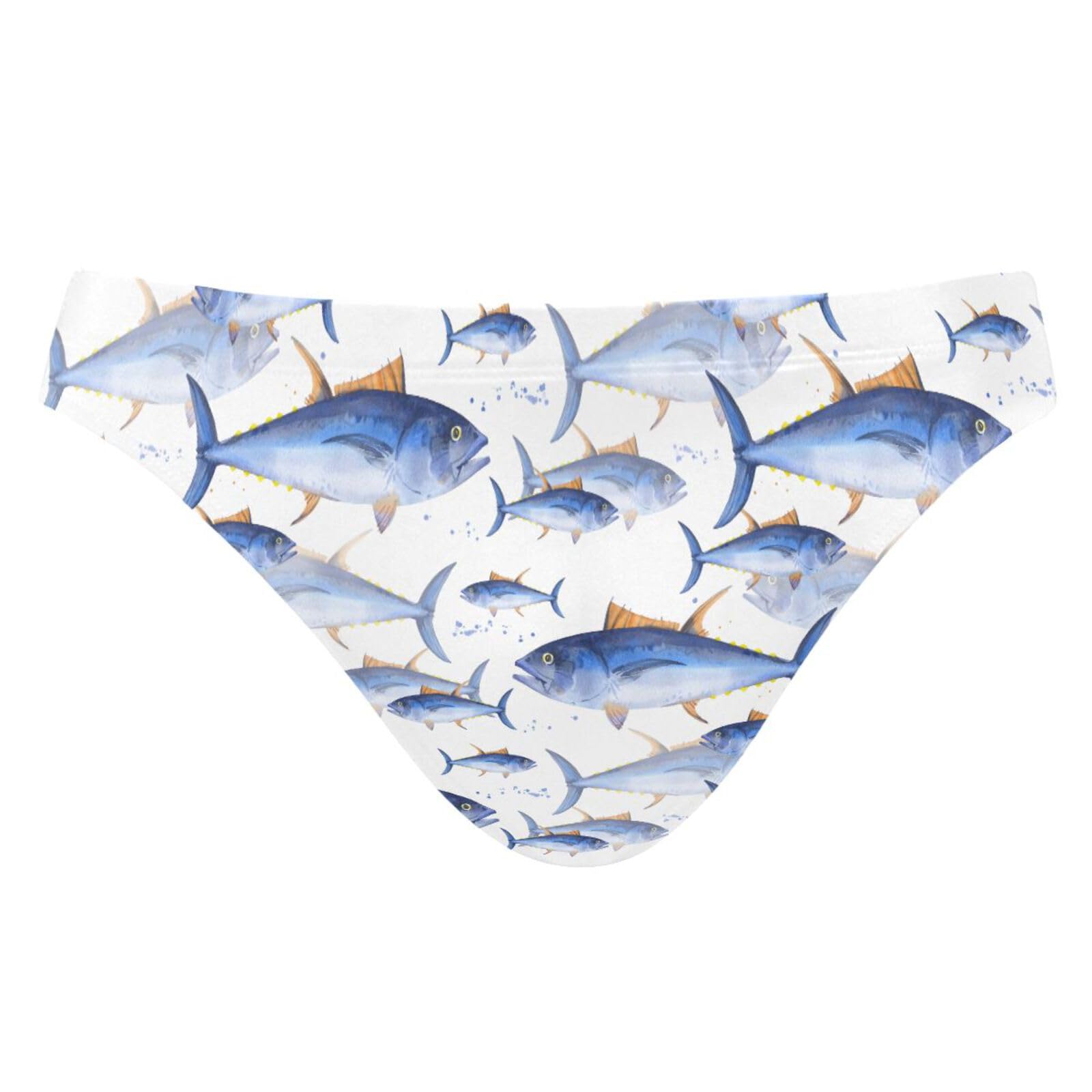 JHKKU Men's Bluefin Tuna Fishes Swim Briefs Sexy Bikini Swimwear Quick Dry Swimsuit with Drawstring L