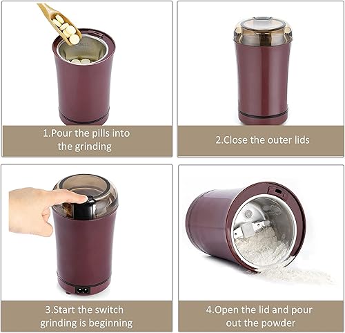 Miniatura 10 de Trituradora eléctrica multifuncional de píldoras, moler la medicina y las tabletas de vitaminas o granos de café de diferentes tamaños en polvo fino
