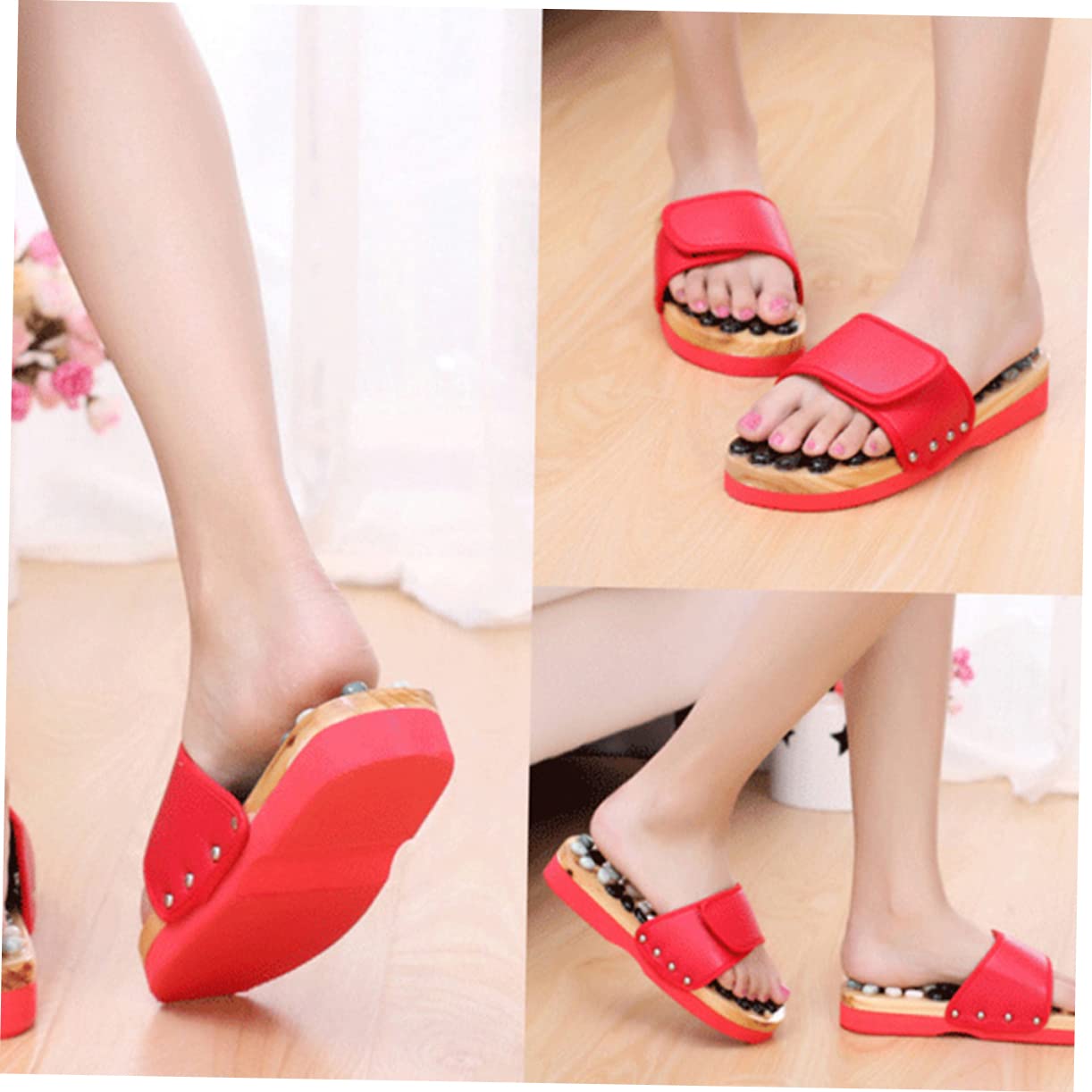 Fußmassage Sandalen mit Akupressurpunkten Rot Größe 41-42