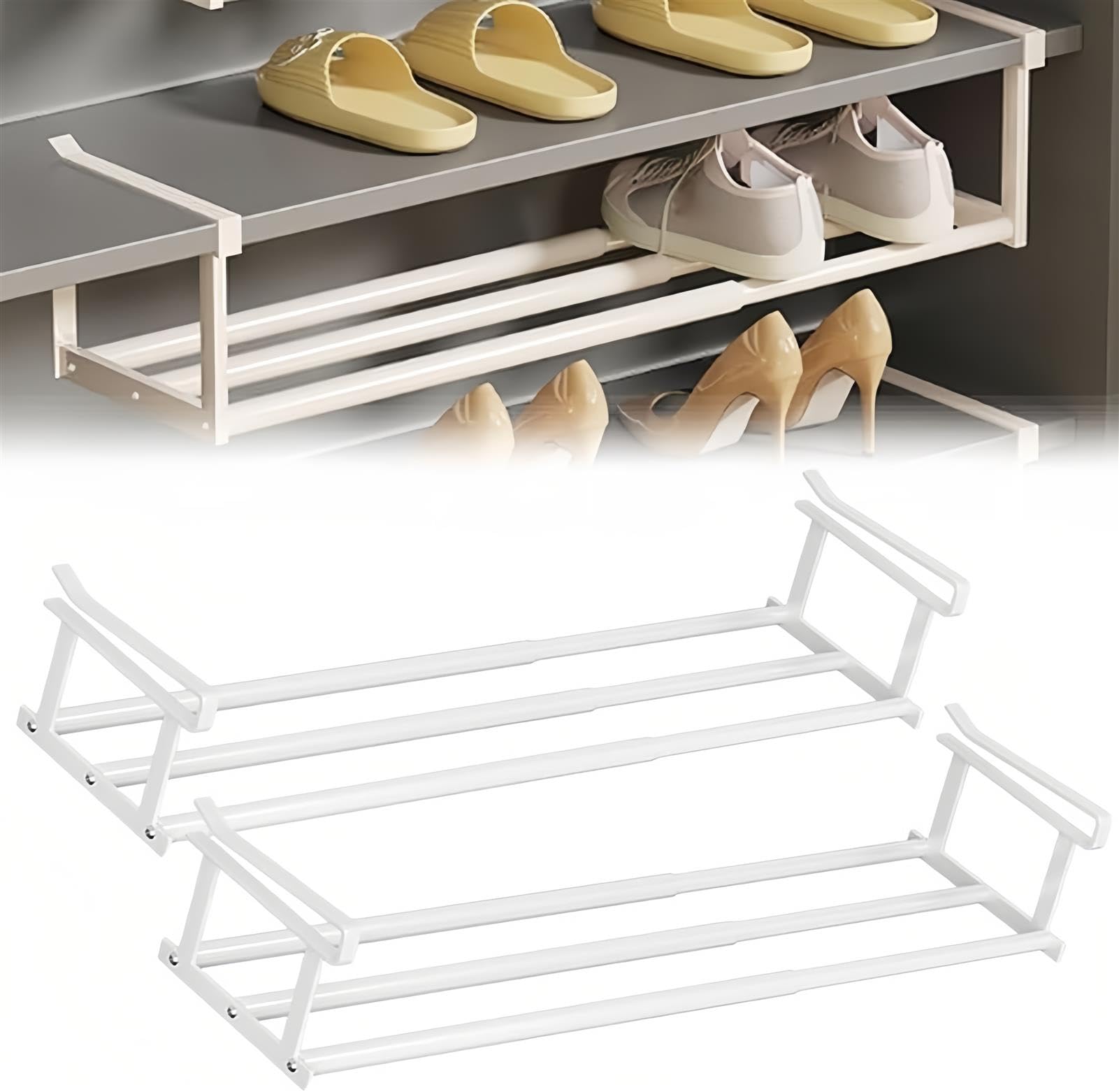 Zapatero expandible de diseño minimalista con estante ajustable para armario de ropa