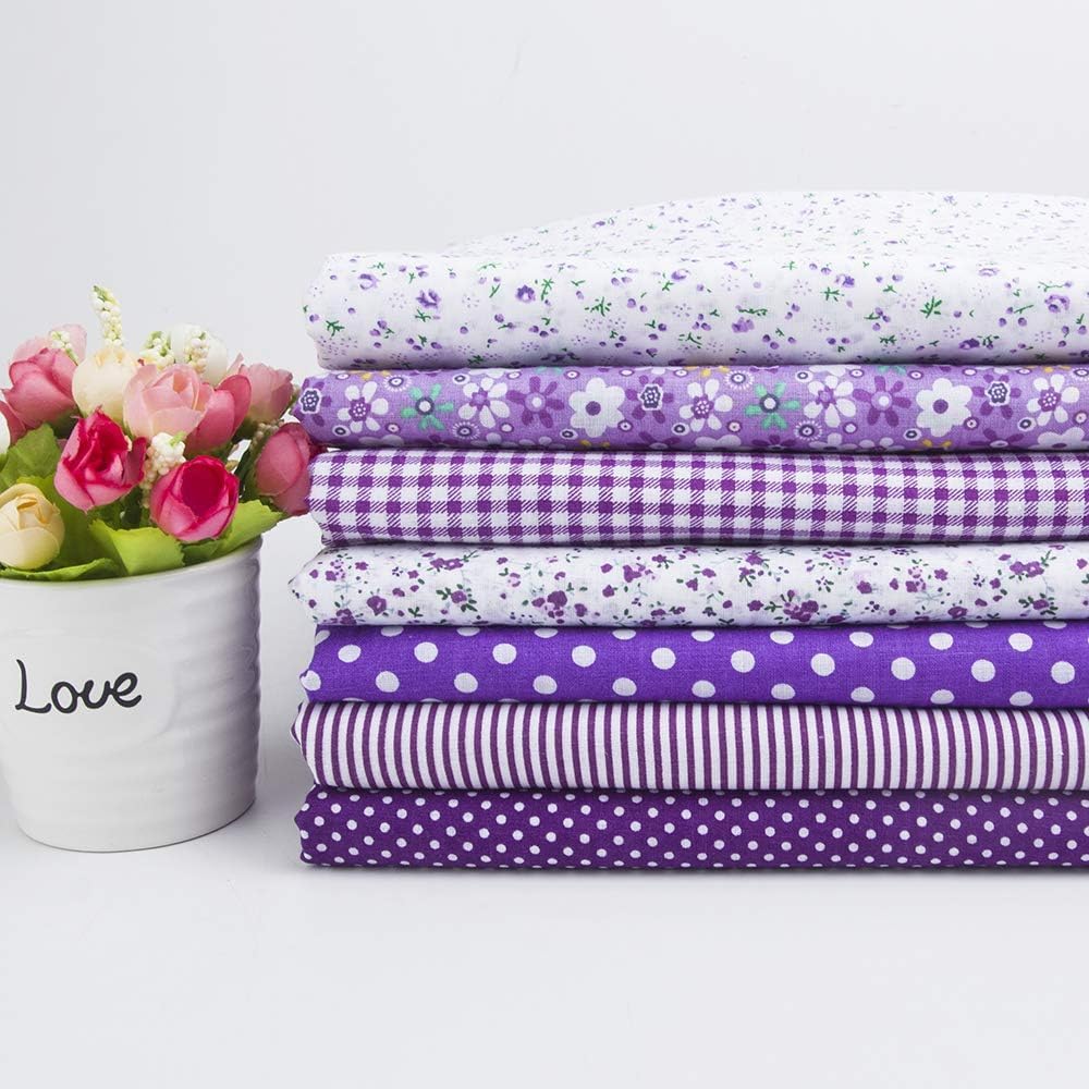 Cotton Fabric DIY Making Supplies Quilting Patchwork Fabric Fat Quarter Bundles DIY for Quilting Cotton Patchwork Cushions (Purple, 20" x 40")