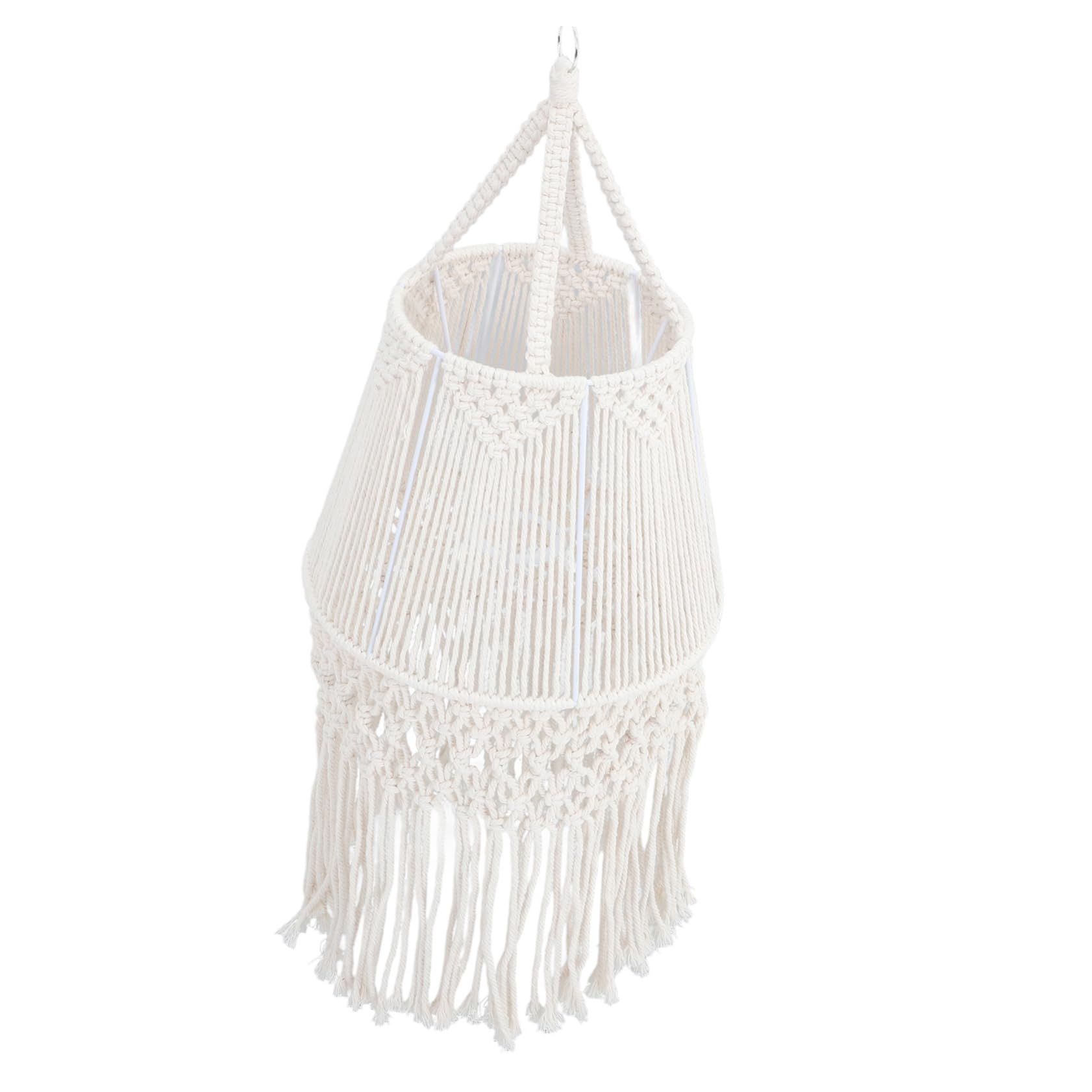 Cabilock Macrame Lamp Shade Style Ceiling Lamp Cover Cotton Rope Decor for Living Room