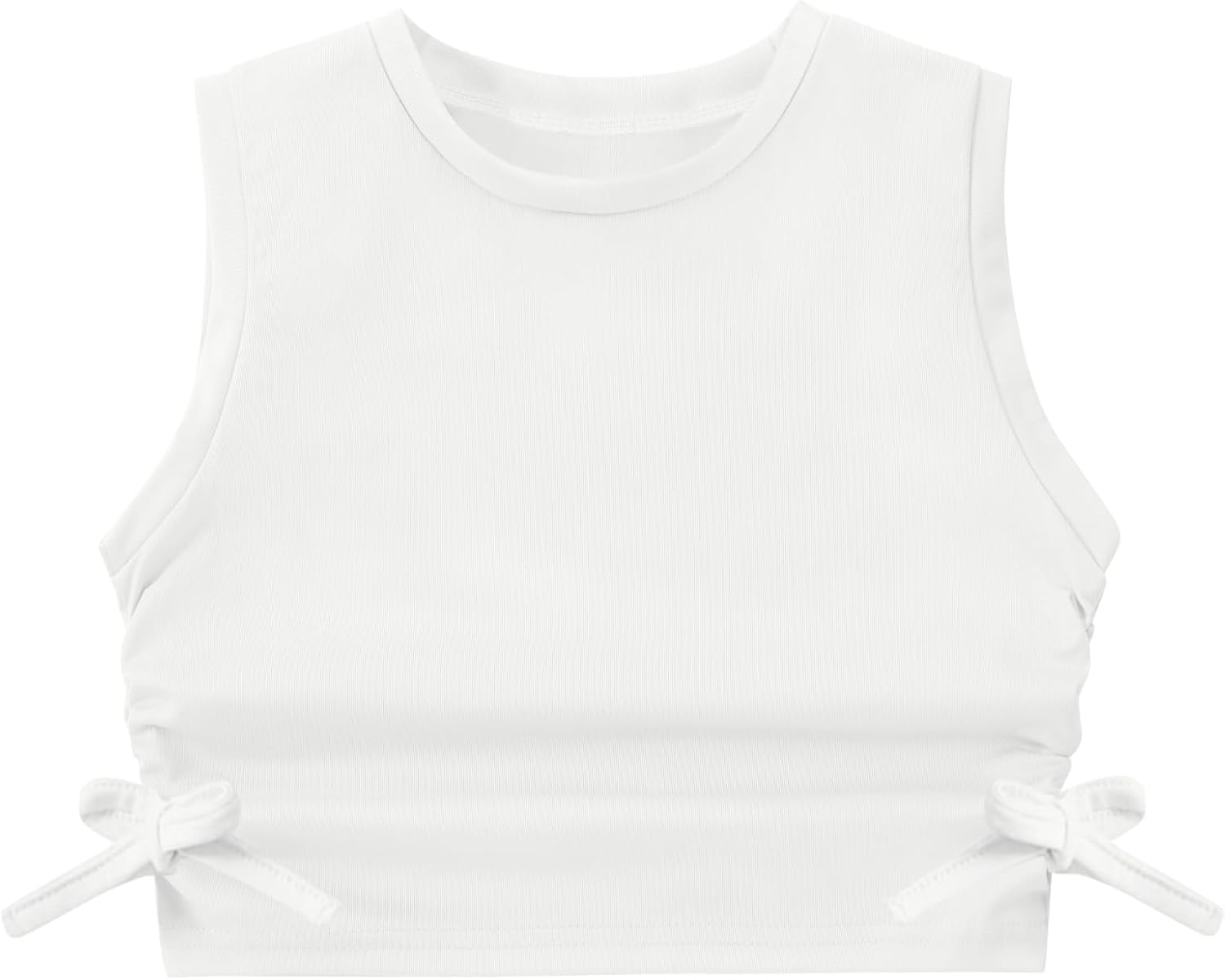 EXARUS Girl's Crop Tank Tops Dance Ribbed Knit Sleeveless Round Neck Racerback Casual Cute Cropped Top 6-12Y