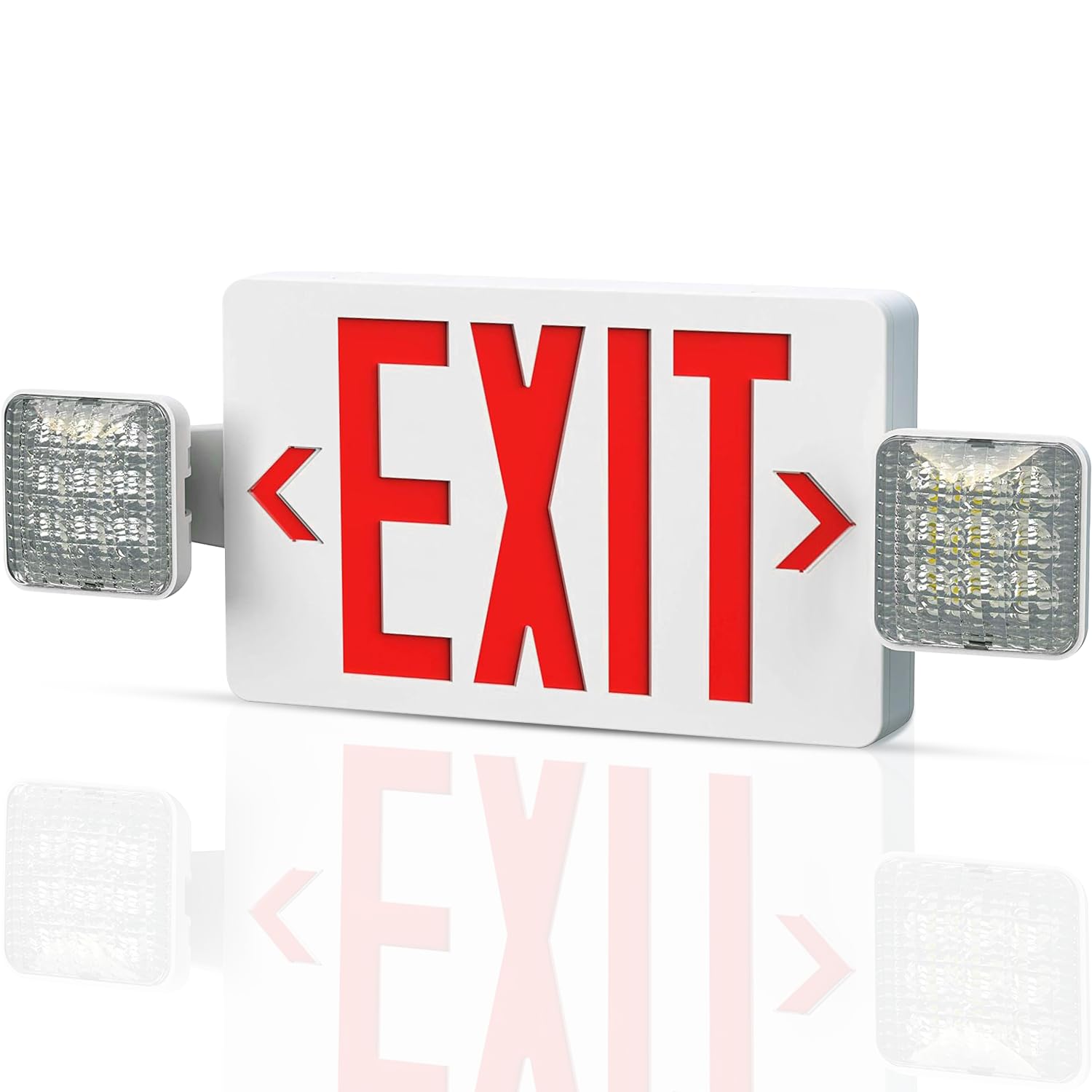 LED Combo Exit Sign Emergency Light, Double Sided Red Exit Signs
