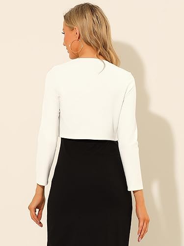 Miniatura 5 de Allegra K Cárdigan corto elegante con encaje para mujer con parte delantera abierta para negocios oficina negocios oficina