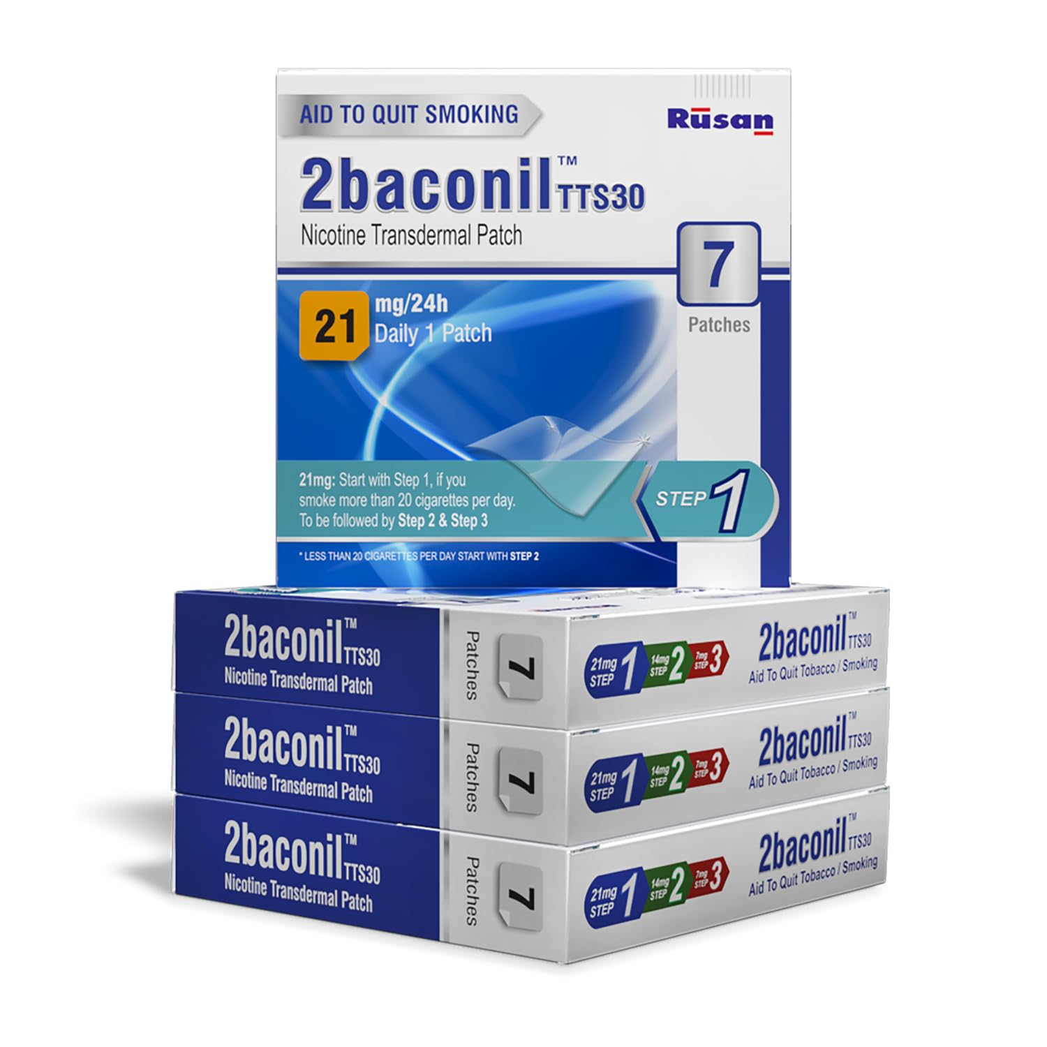Sponsored Ad - 2baconil Nicotine Transdermal Patch 21mg Step 1 | 28 Patches (4x7 Pack) | 1 Month Quit Smoking Kit | Nicotine Replacement Therapy | Quit Smoking & Chewing Tobacco/Ghutka