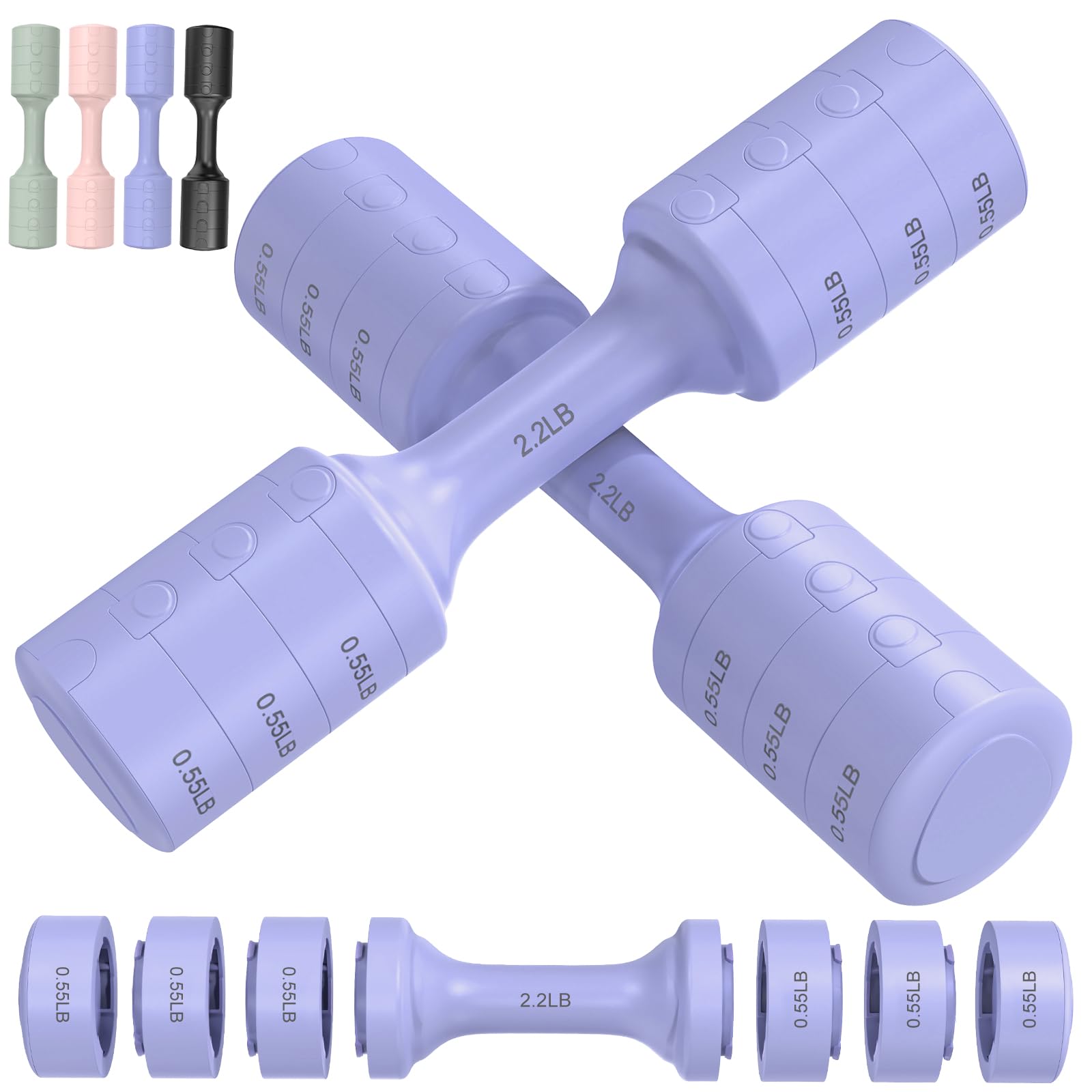 Adjustable Dumbbell Set of 2 11Lb Pair Weights Dumbbells for Women Each 2 2lb 3 3lb 4 4lb