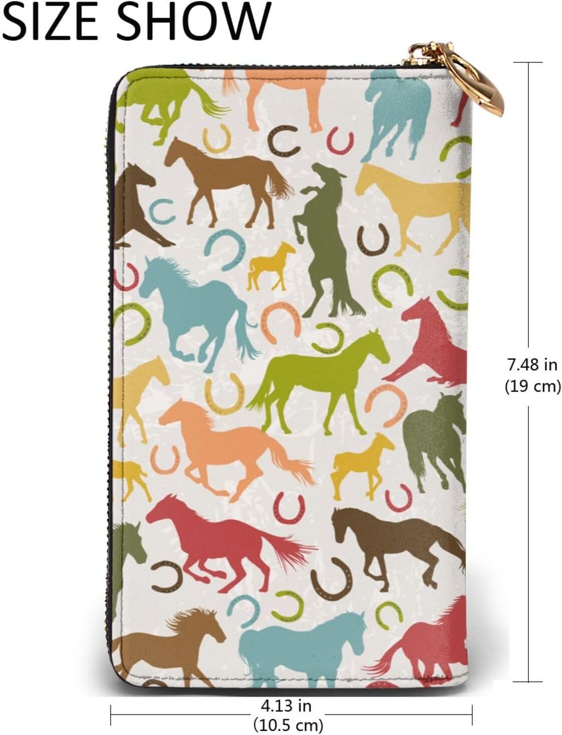 [NEKKII] 馬柄 馬 馬術 馬愛好家 長財布 携帯に便利 レザー ウォレット 多機能 メンズ レディース 革 財布 現金 カー