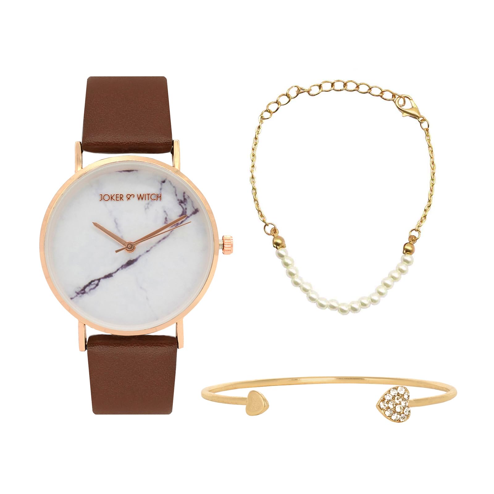 Joker & Witch Stainless Steel Women Natly Analog Watch Bracelet Stack, White Dial, Brown Band (B0C7L7Y8Y7) Amazon Price History, Amazon Price Tracker
