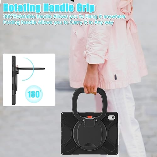 Vista 3 de Funda para iPad (A16) de 11 pulgadas 2025, Aslo para iPad 10 de 10.9 pulgadas 2022, funda resistente a prueba de golpes, soporte giratorio, soporte