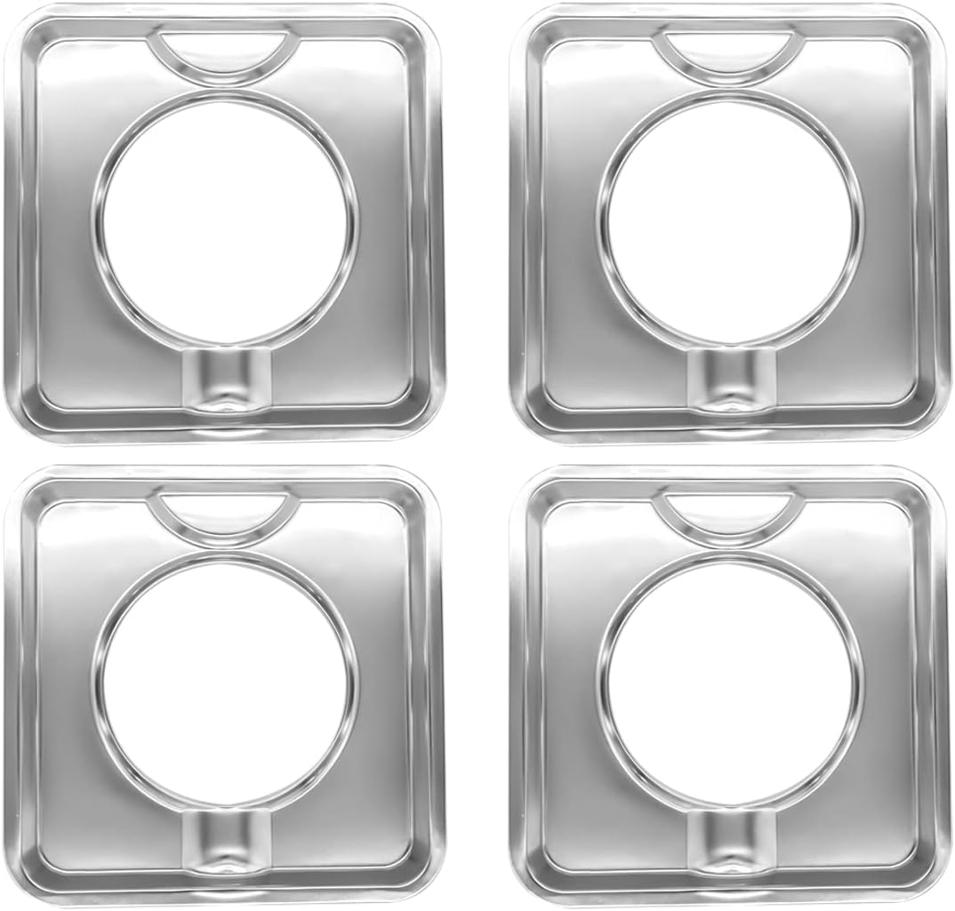 SGP-400 4 Pack Replacement Ultimate Chrome Drip Pan Square 7.75" x 7.75" Gas Range Drip Pan Replaces 786333 PS11744751 WP786333 AP6011553 Professional Grade Heavy-Duty Heat Reflection