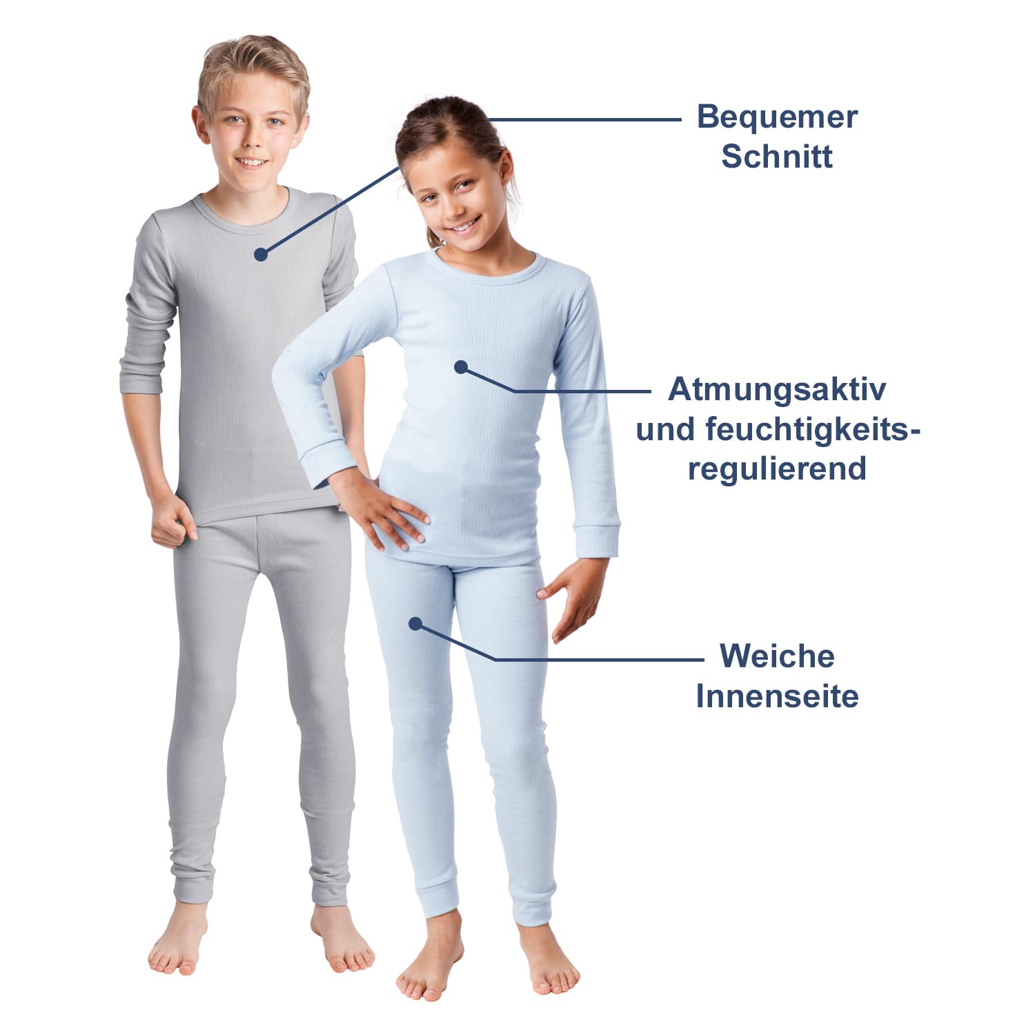 Celodoro 2er Pack Lange Kinder Thermo Unterhose Winter Unterwäsche